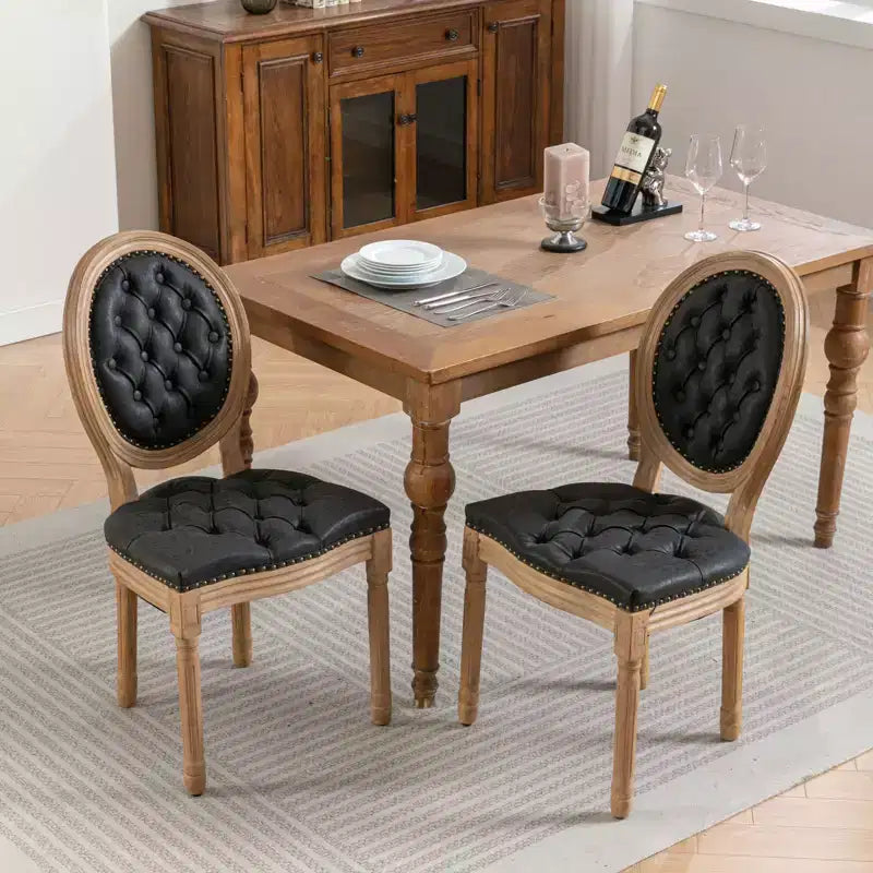 Modern Dining Chairs Set of 2, Mid Century Kitchen Dining Room Chairs with Backrest, Wood Frame and Legs, Rivet Decoration