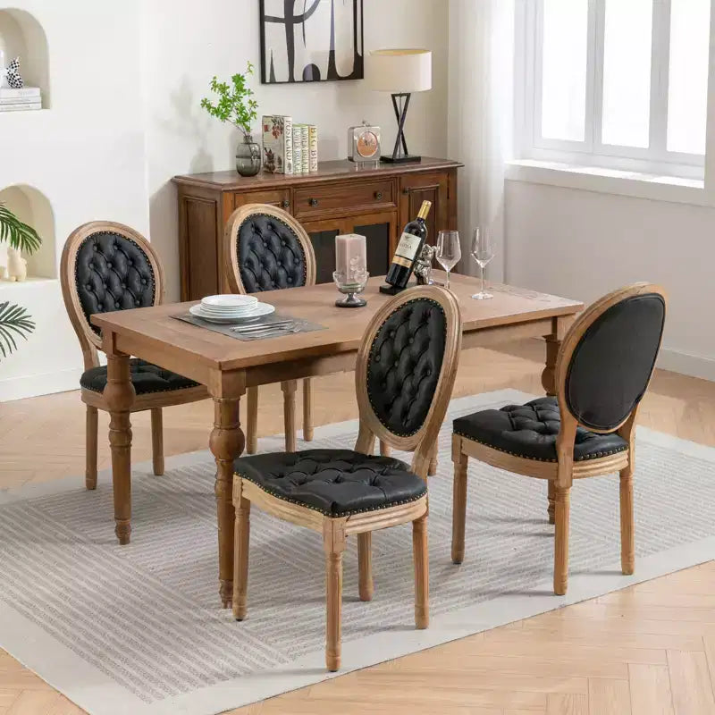 Modern Dining Chairs Set of 2, Mid Century Kitchen Dining Room Chairs with Backrest, Wood Frame and Legs, Rivet Decoration