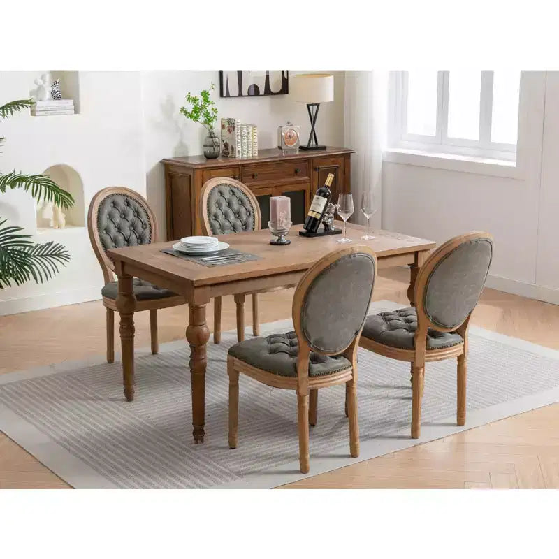 Modern Dining Chairs Set of 2, Mid Century Kitchen Dining Room Chairs with Backrest, Wood Frame and Legs, Rivet Decoration