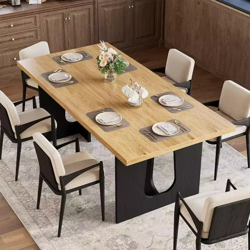 Dining Table, Computer Desk, Modern Office Desk, Wooden Workstation, Thickened Desktop and Heavy-Duty Base, Suitable for Kitchens, Offices and Homes
