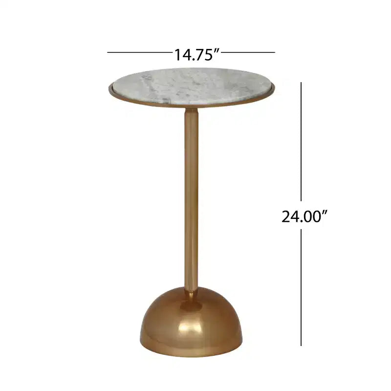 Modern Aluminum Accent Table with Marble Table Top