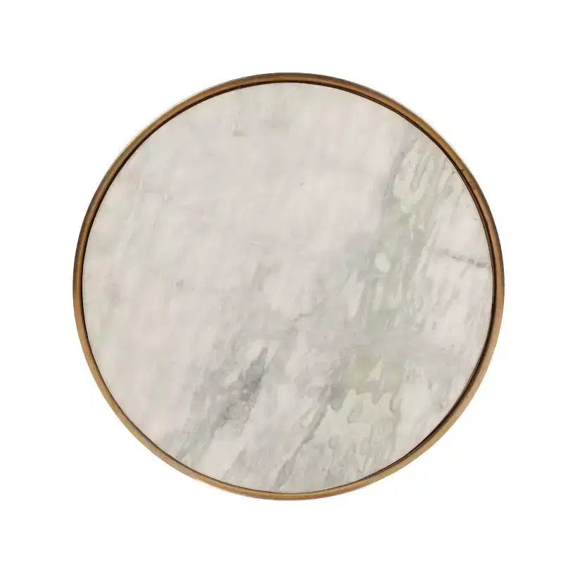 Modern Aluminum Accent Table with Marble Table Top