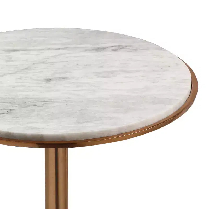 Modern Aluminum Accent Table with Marble Table Top