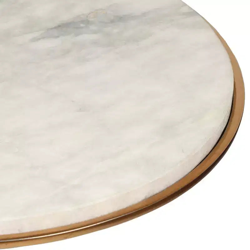 Modern Aluminum Accent Table with Marble Table Top