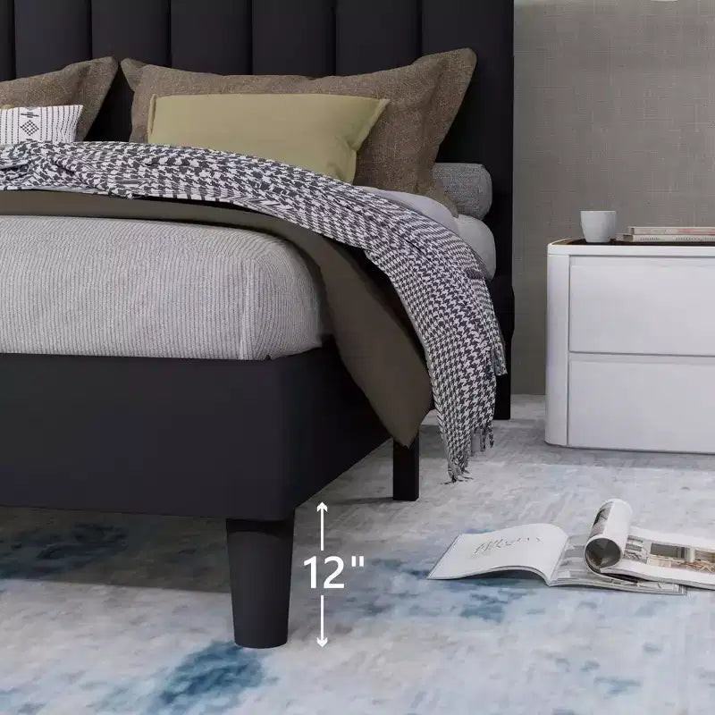 Full/Queen Elegant Velvet Platform Bed Frame with Adjustable Upholstered Headboard for Primary Bedroom,No Box Spring Needed