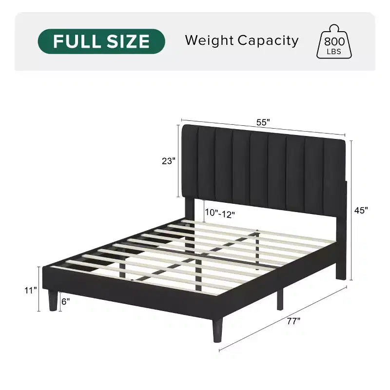 Full/Queen Elegant Velvet Platform Bed Frame with Adjustable Upholstered Headboard for Primary Bedroom,No Box Spring Needed