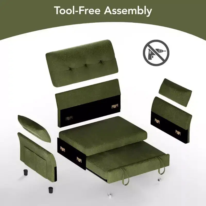 51 3-in-1 Sleeper Sofa Bed, Convertible Loveseat with Pull-Out Bed, Adjustable Backrest, Linen Couch