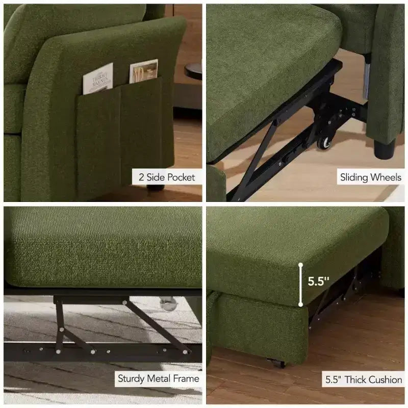 51 3-in-1 Sleeper Sofa Bed, Convertible Loveseat with Pull-Out Bed, Adjustable Backrest, Linen Couch