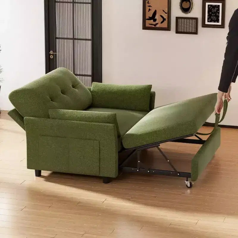 51 3-in-1 Sleeper Sofa Bed, Convertible Loveseat with Pull-Out Bed, Adjustable Backrest, Linen Couch