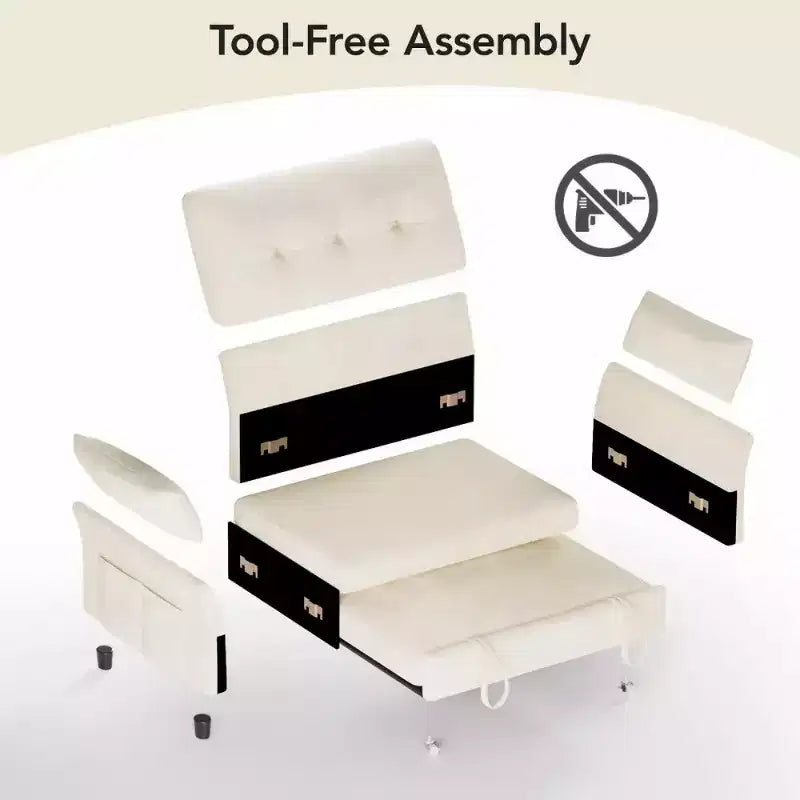 51 3-in-1 Sleeper Sofa Bed, Convertible Loveseat with Pull-Out Bed, Adjustable Backrest, Linen Couch
