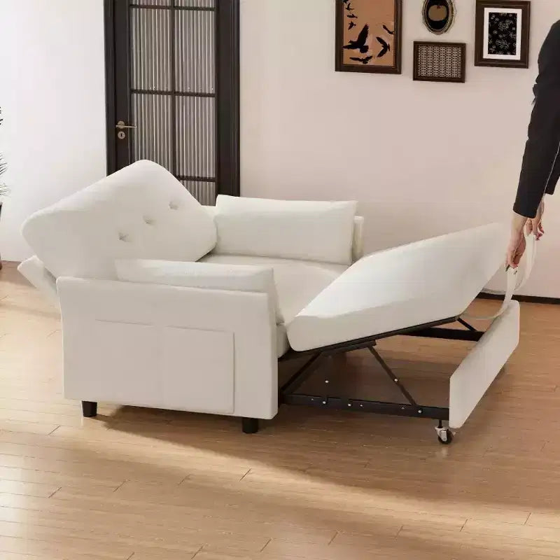 51 3-in-1 Sleeper Sofa Bed, Convertible Loveseat with Pull-Out Bed, Adjustable Backrest, Linen Couch