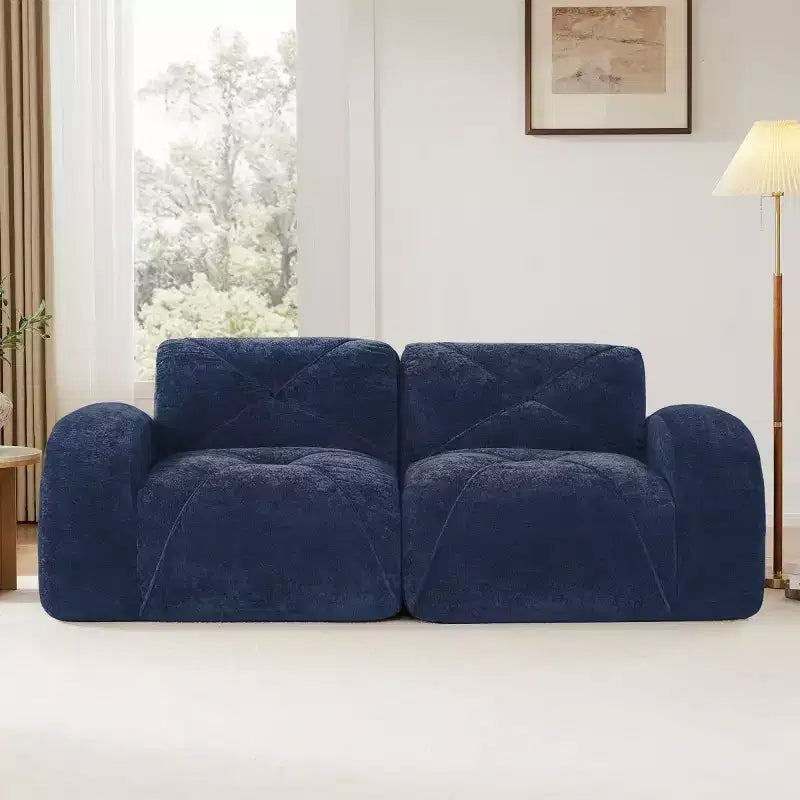 Modern Cloud Sectional Sofa, 2-Seater Small Sofa with Soft Velvet Fabric and 32D High-Density Sponge for Living Rooms or Apartments