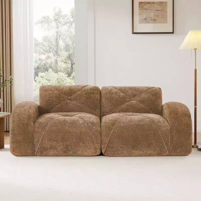 Modern Cloud Sectional Sofa, 2-Seater Small Sofa with Soft Velvet Fabric and 32D High-Density Sponge for Living Rooms or Apartments