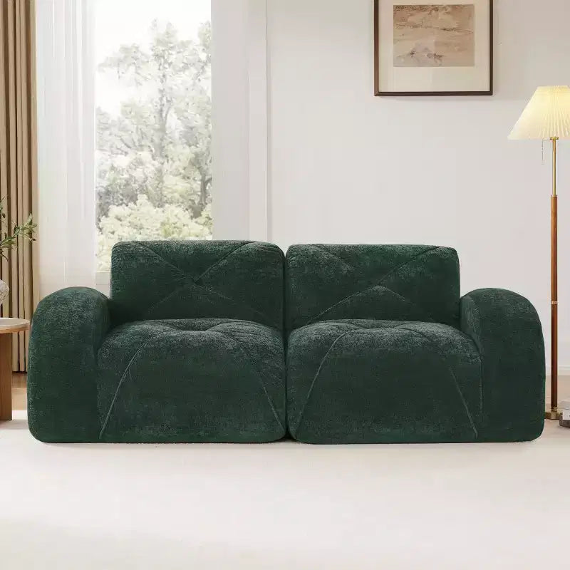 Modern Cloud Sectional Sofa, 2-Seater Small Sofa with Soft Velvet Fabric and 32D High-Density Sponge for Living Rooms or Apartments