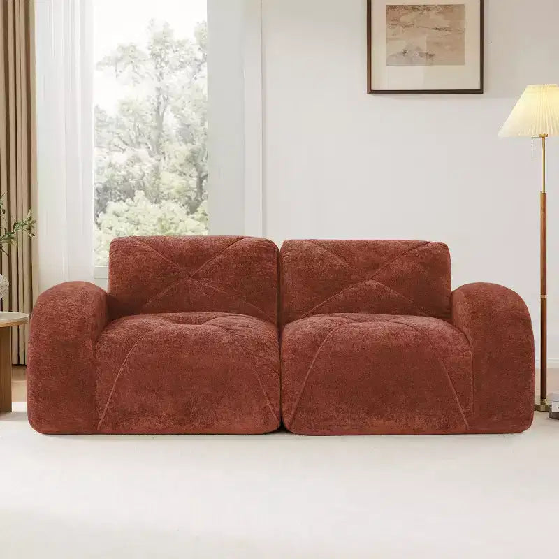 Modern Cloud Sectional Sofa, 2-Seater Small Sofa with Soft Velvet Fabric and 32D High-Density Sponge for Living Rooms or Apartments