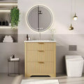 Bathroom Vanity with Sink, Vintage Bathroom Cabinet Vanity with Doors &amp; Drawers, Farmhouse Wooden Freestanding Bathroom Cabinet