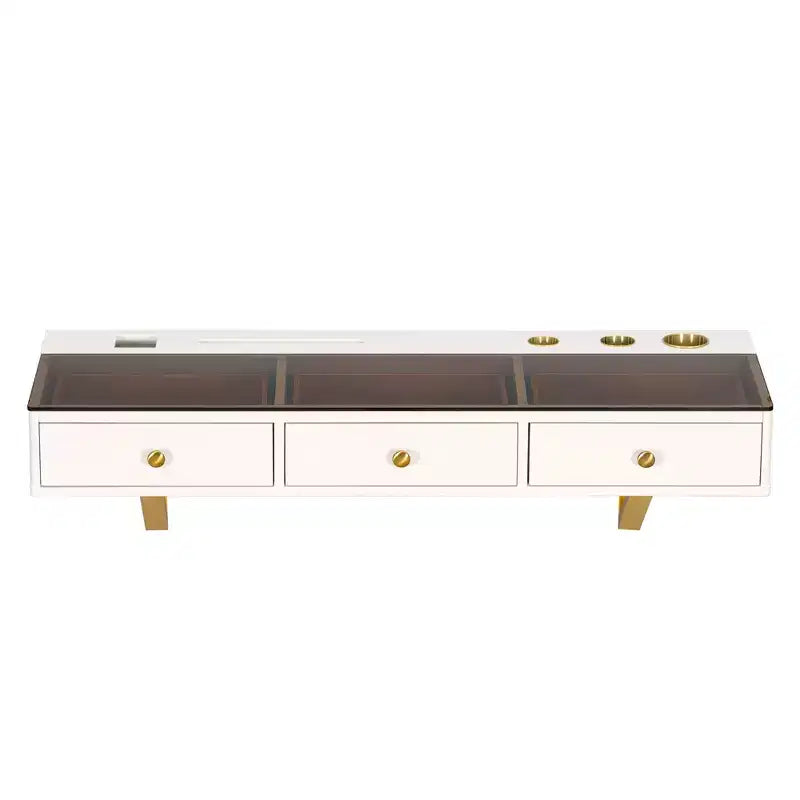 Modern Wall-Mounted Wood Floating Vanity Table with 3 Drawers and Glass Finish