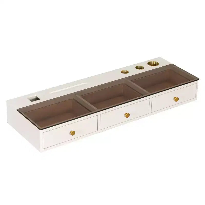 Modern Wall-Mounted Wood Floating Vanity Table with 3 Drawers and Glass Finish