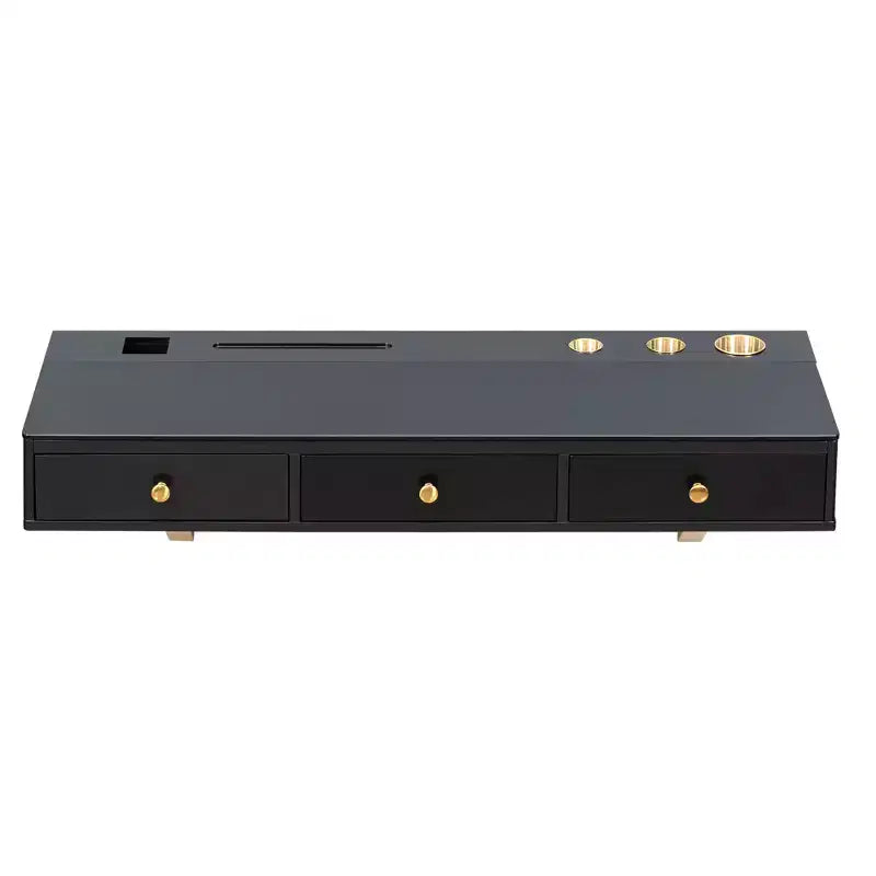 Modern Wall-Mounted Wood Floating Vanity Table with 3 Drawers and Glass Finish