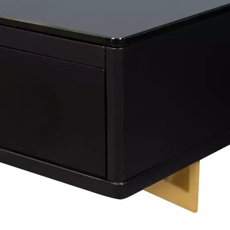 Modern Wall-Mounted Wood Floating Vanity Table with 3 Drawers and Glass Finish