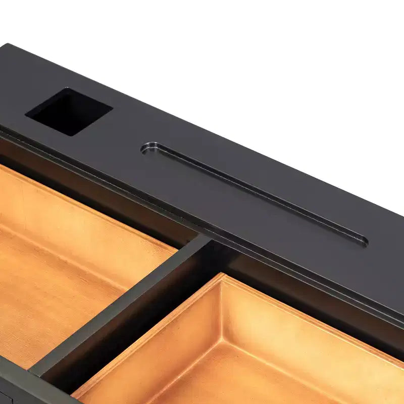Modern Wall-Mounted Wood Floating Vanity Table with 3 Drawers and Glass Finish