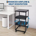 Heavy Duty Carbon Steel Open Frame Network Rack 20U  Adjustable Height 22-40in, 2 Trays, 4 Lockable Casters  Floor/Wall Mount for IT, AV Equipment