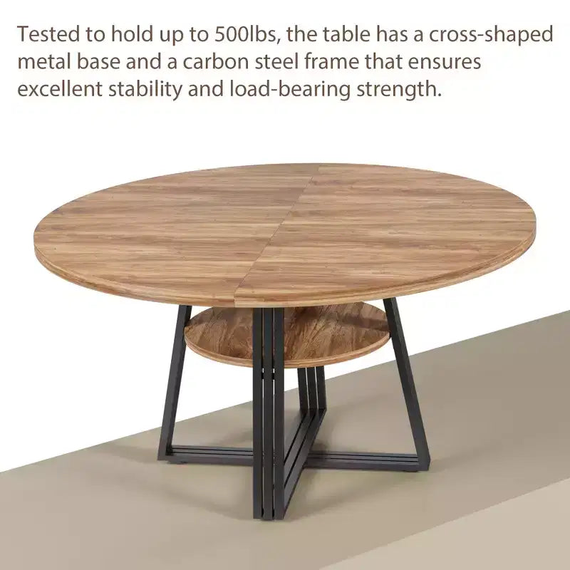 47'' Round Dining Table for 4, Kitchen Dining Room Circle Dinner Pedestal Table, Space Saving Wood Kitchen &amp; Dining Room Furniture