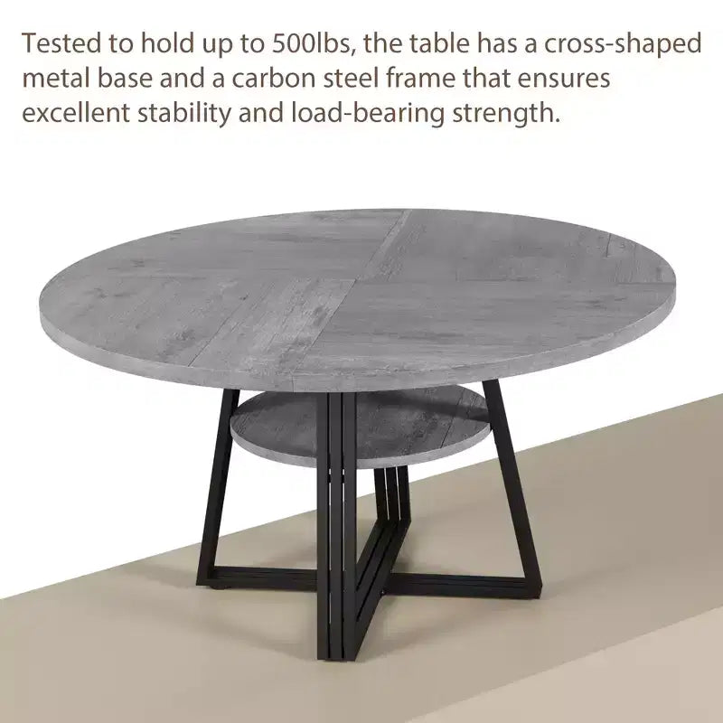 47'' Round Dining Table for 4, Kitchen Dining Room Circle Dinner Pedestal Table, Space Saving Wood Kitchen &amp; Dining Room Furniture
