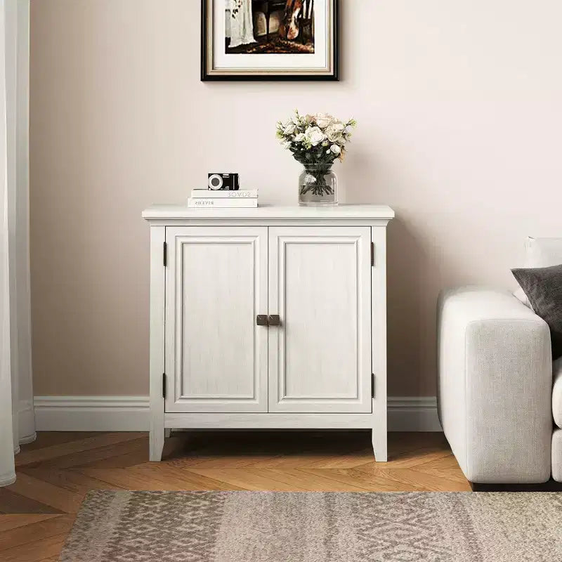 Kitchen Sideboard Cabinet with Doors, Adjustable Shelves, White