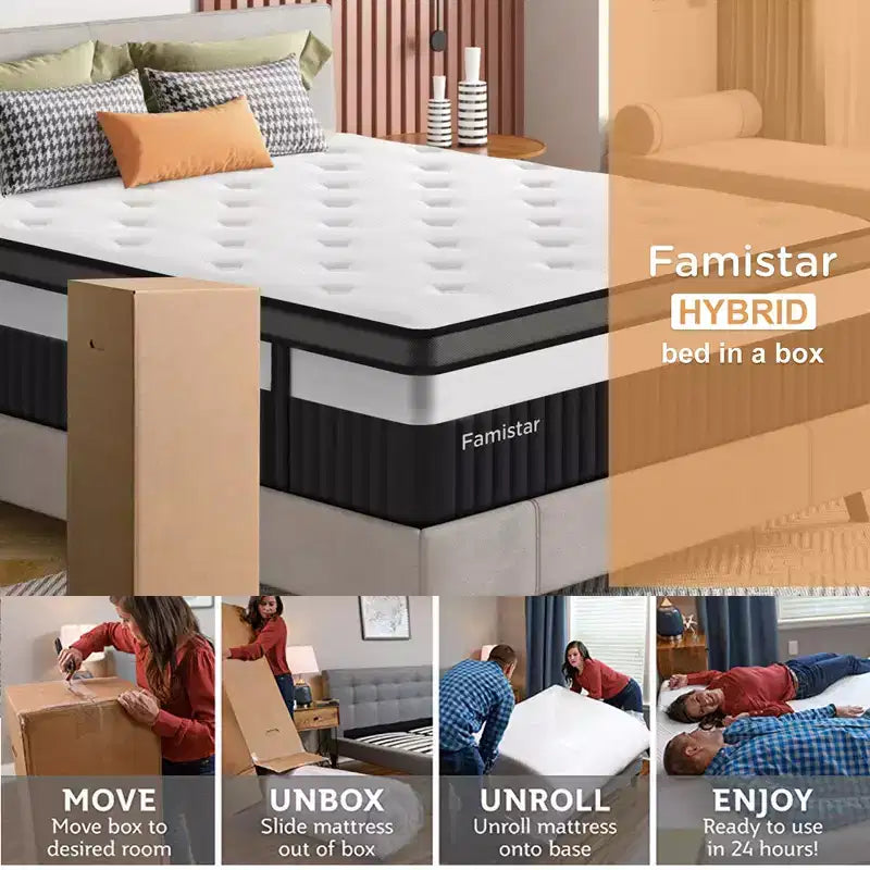 King Size Memory Foam Mattress, 14 Innerspring Hybrid Mattress, Multiple Size