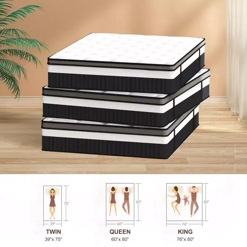 King Size Memory Foam Mattress, 14 Innerspring Hybrid Mattress, Multiple Size