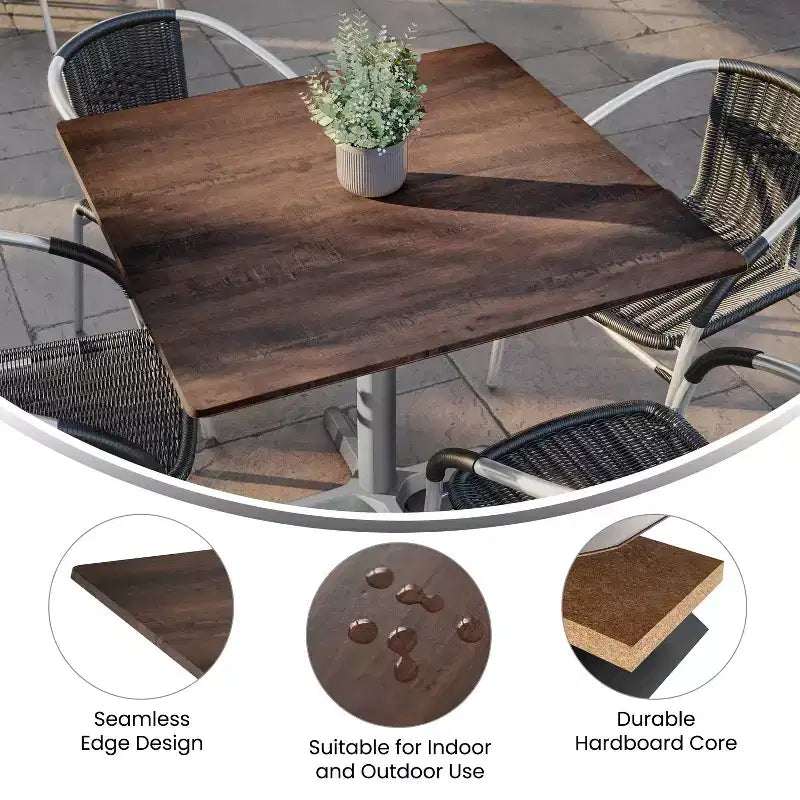 Wrapped Tabletop, Seamless Edge, Scratch &amp; Stain Resistant, Commercial Grade