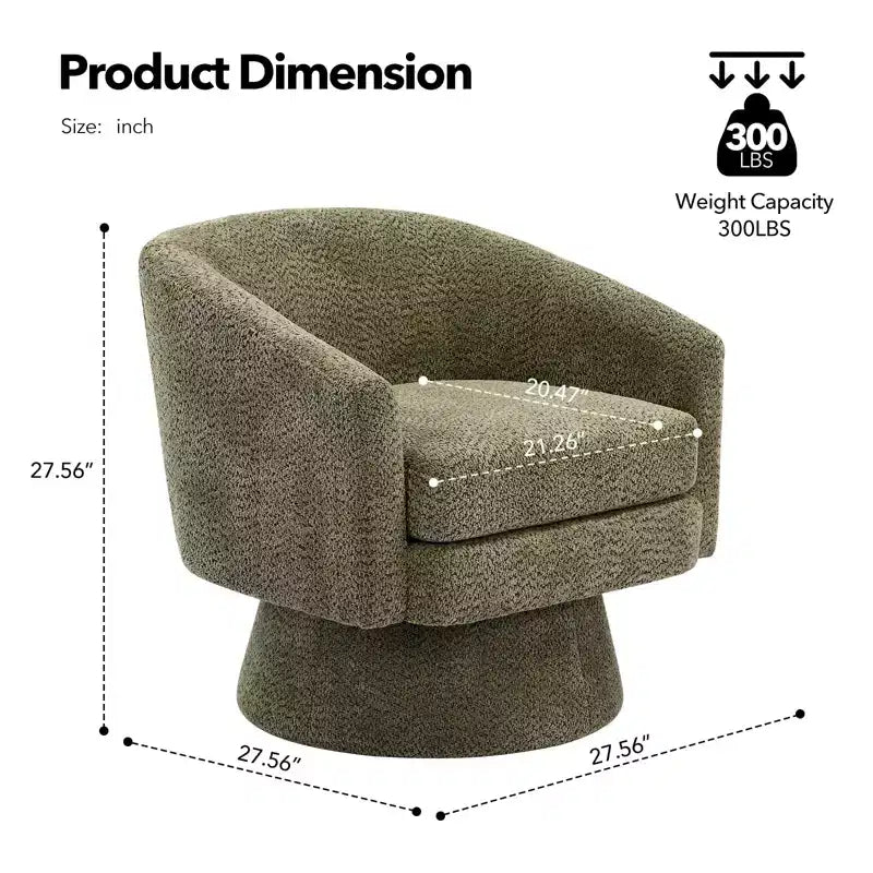 360 Swivel Accent Chair for Reading with Hidden Storage, Chenille Fabric Rotating Lounge Armchair for Living Room, Bedroom &amp; Home Office