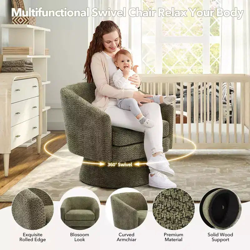 360 Swivel Accent Chair for Reading with Hidden Storage, Chenille Fabric Rotating Lounge Armchair for Living Room, Bedroom &amp; Home Office