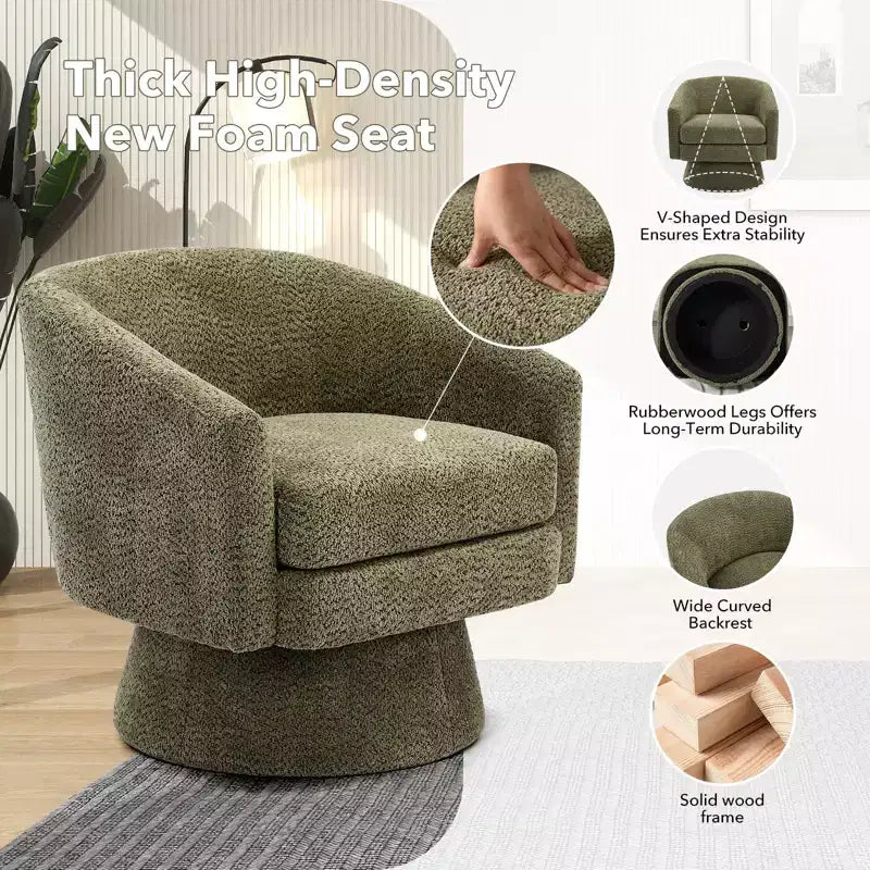 360 Swivel Accent Chair for Reading with Hidden Storage, Chenille Fabric Rotating Lounge Armchair for Living Room, Bedroom &amp; Home Office