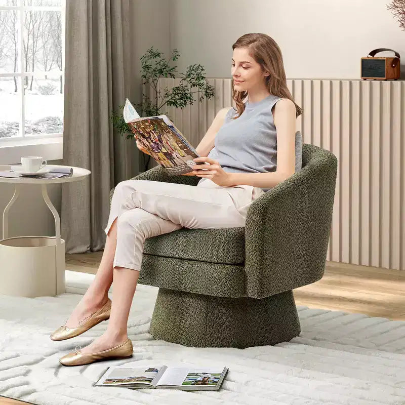 360 Swivel Accent Chair for Reading with Hidden Storage, Chenille Fabric Rotating Lounge Armchair for Living Room, Bedroom &amp; Home Office