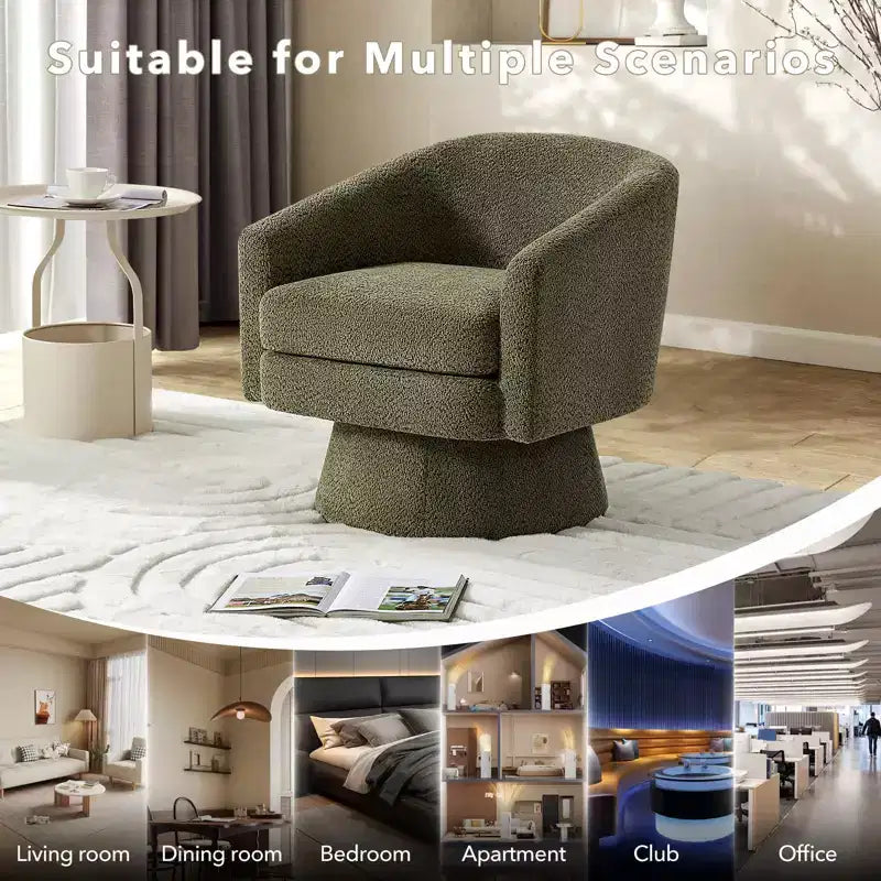 360 Swivel Accent Chair for Reading with Hidden Storage, Chenille Fabric Rotating Lounge Armchair for Living Room, Bedroom &amp; Home Office