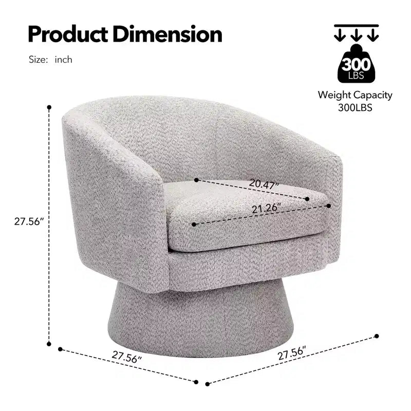 360 Swivel Accent Chair for Reading with Hidden Storage, Chenille Fabric Rotating Lounge Armchair for Living Room, Bedroom &amp; Home Office