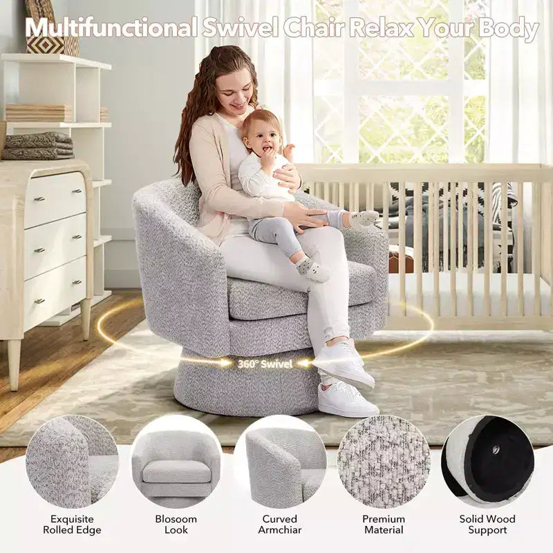 360 Swivel Accent Chair for Reading with Hidden Storage, Chenille Fabric Rotating Lounge Armchair for Living Room, Bedroom &amp; Home Office