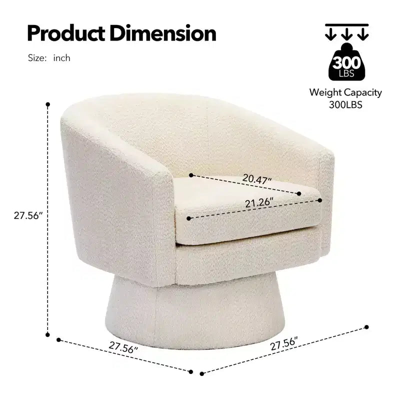 360 Swivel Accent Chair for Reading with Hidden Storage, Chenille Fabric Rotating Lounge Armchair for Living Room, Bedroom &amp; Home Office