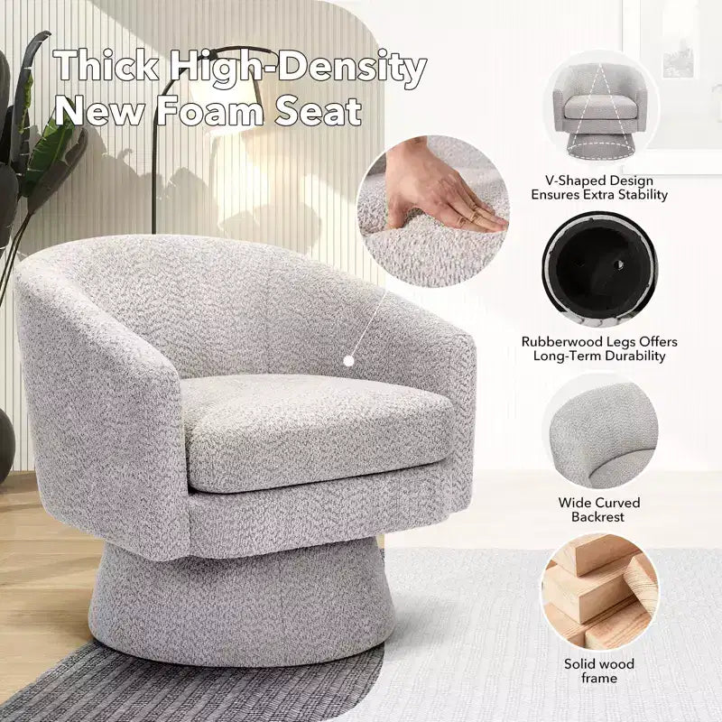 360 Swivel Accent Chair for Reading with Hidden Storage, Chenille Fabric Rotating Lounge Armchair for Living Room, Bedroom &amp; Home Office