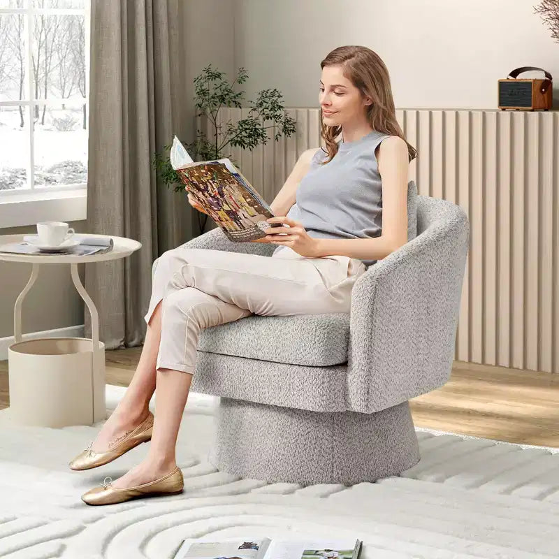 360 Swivel Accent Chair for Reading with Hidden Storage, Chenille Fabric Rotating Lounge Armchair for Living Room, Bedroom &amp; Home Office