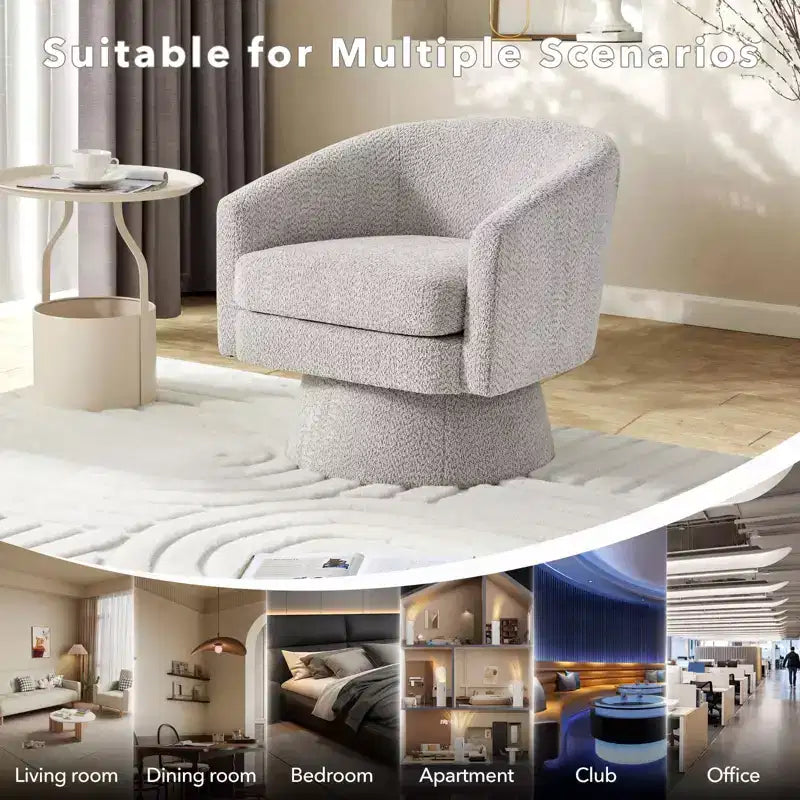 360 Swivel Accent Chair for Reading with Hidden Storage, Chenille Fabric Rotating Lounge Armchair for Living Room, Bedroom &amp; Home Office