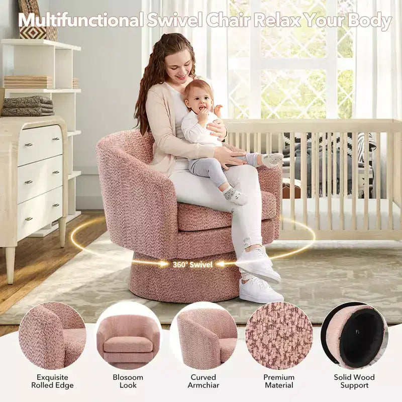 360 Swivel Accent Chair for Reading with Hidden Storage, Chenille Fabric Rotating Lounge Armchair for Living Room, Bedroom &amp; Home Office