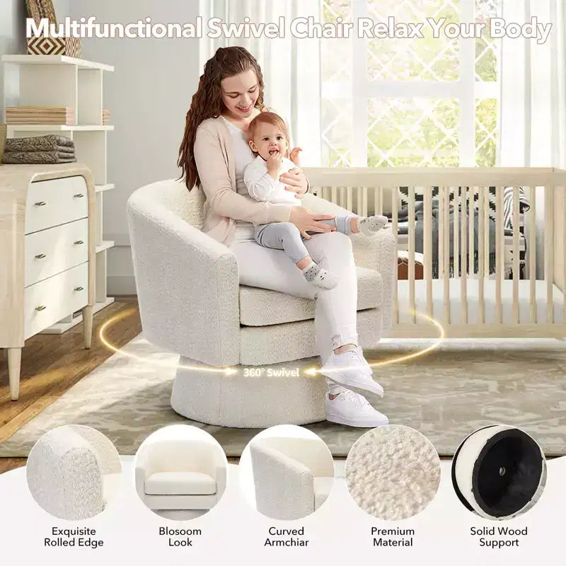 360 Swivel Accent Chair for Reading with Hidden Storage, Chenille Fabric Rotating Lounge Armchair for Living Room, Bedroom &amp; Home Office