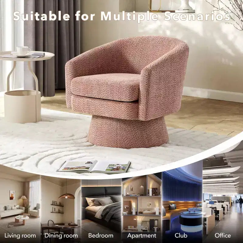 360 Swivel Accent Chair for Reading with Hidden Storage, Chenille Fabric Rotating Lounge Armchair for Living Room, Bedroom &amp; Home Office