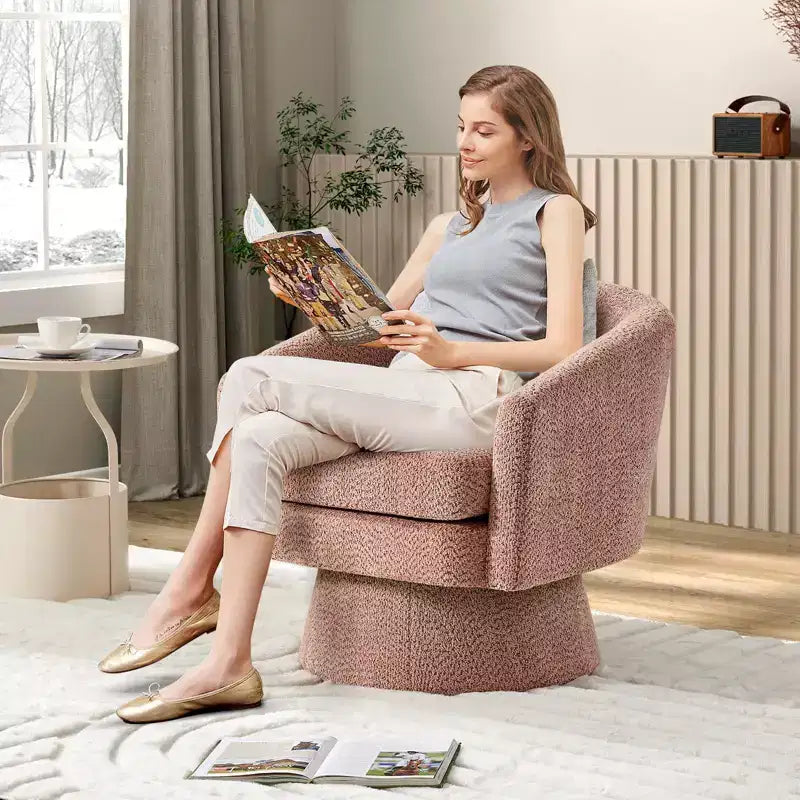 360 Swivel Accent Chair for Reading with Hidden Storage, Chenille Fabric Rotating Lounge Armchair for Living Room, Bedroom &amp; Home Office