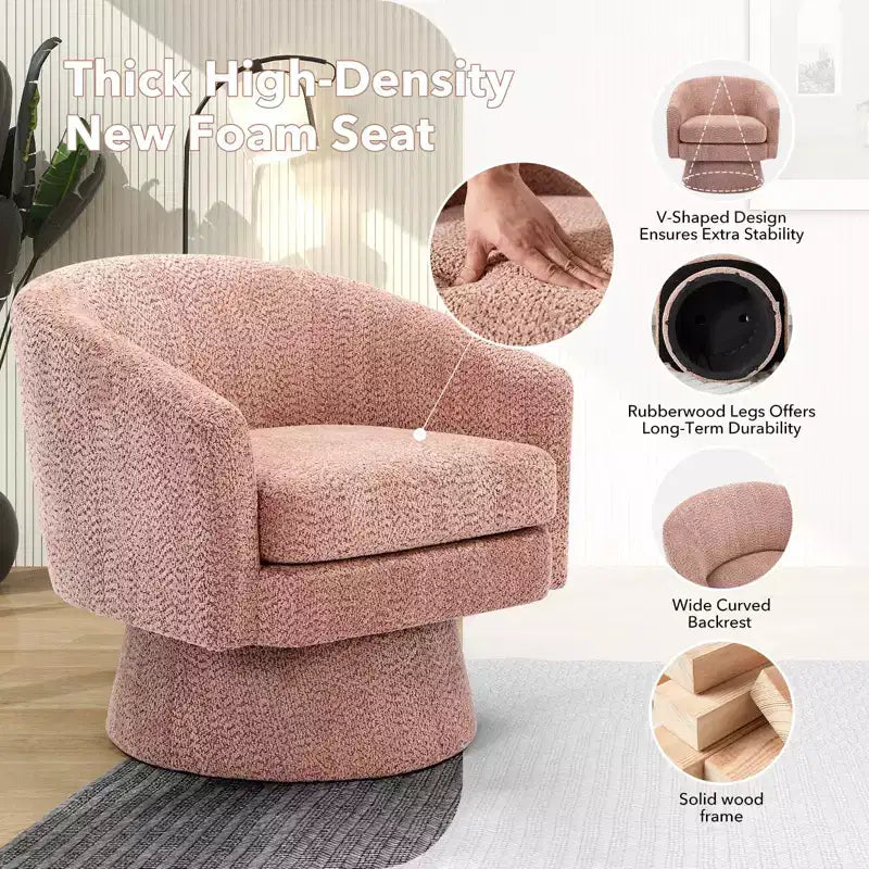 360 Swivel Accent Chair for Reading with Hidden Storage, Chenille Fabric Rotating Lounge Armchair for Living Room, Bedroom &amp; Home Office