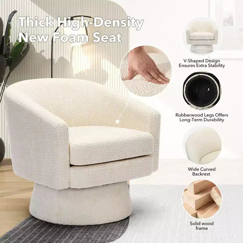 360 Swivel Accent Chair for Reading with Hidden Storage, Chenille Fabric Rotating Lounge Armchair for Living Room, Bedroom &amp; Home Office