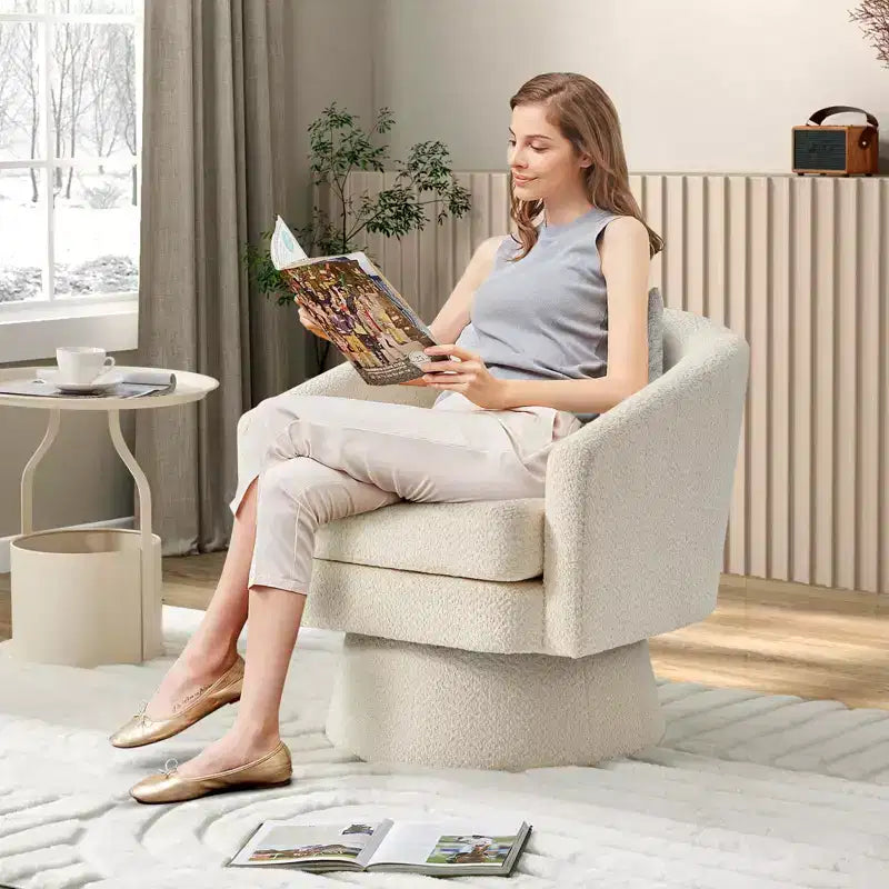 360 Swivel Accent Chair for Reading with Hidden Storage, Chenille Fabric Rotating Lounge Armchair for Living Room, Bedroom &amp; Home Office